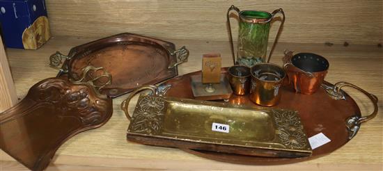 A quantity of Art Nouveau and Art and Crafts copper and brassware